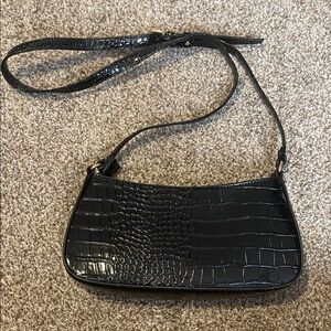 Forever 21 Black Crocodile-Pattern Shoulder Bag